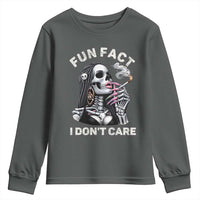 Funny Skeleton Smoking Youth Sweatshirt Fun Fact I Don Not Care Sarcastic Women Skull - Wonder Print Shop