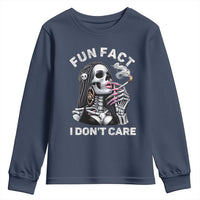 Funny Skeleton Smoking Youth Sweatshirt Fun Fact I Don Not Care Sarcastic Women Skull - Wonder Print Shop