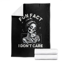 Funny Skeleton Sarcastic Throw Blanket Fun Fact I Don Not Care Cat Lover - Wonder Print Shop