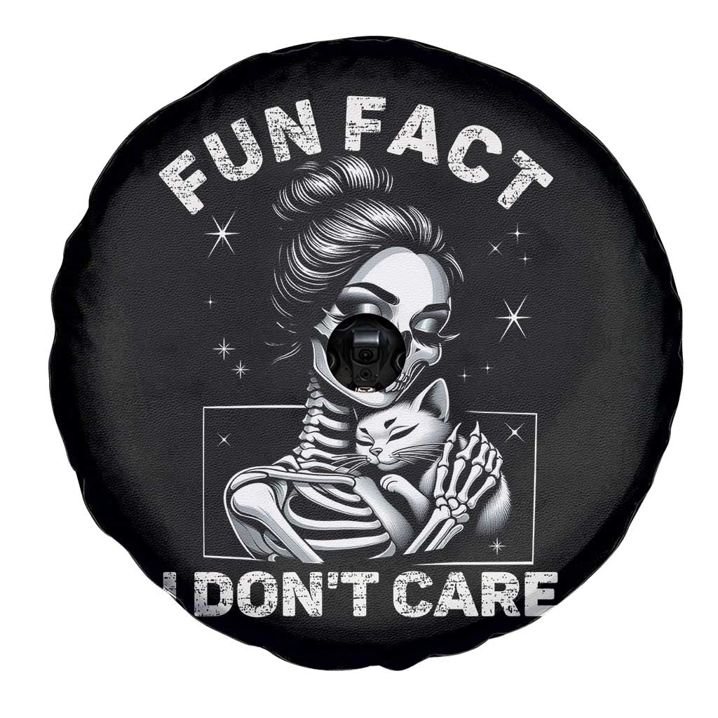 Funny Skeleton Sarcastic Spare Tire Cover Fun Fact I Don Not Care Cat Lover - Wonder Print Shop