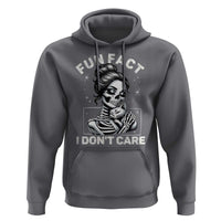 Funny Skeleton Sarcastic Hoodie Fun Fact I Don Not Care Cat Lover - Wonder Print Shop