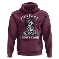 Funny Skeleton Sarcastic Hoodie Fun Fact I Don Not Care Cat Lover - Wonder Print Shop