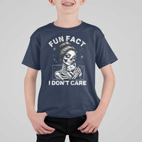 Funny Skeleton Sarcastic T Shirt For Kid Fun Fact I Don Not Care Cat Lover - Wonder Print Shop
