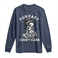 Funny Skeleton Sarcastic Long Sleeve Shirt Fun Fact I Don Not Care Cat Lover - Wonder Print Shop