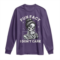 Funny Skeleton Sarcastic Long Sleeve Shirt Fun Fact I Don Not Care Cat Lover - Wonder Print Shop