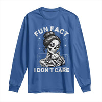 Funny Skeleton Sarcastic Long Sleeve Shirt Fun Fact I Don Not Care Cat Lover - Wonder Print Shop