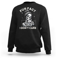 Funny Skeleton Sarcastic Sweatshirt Fun Fact I Don Not Care Cat Lover - Wonder Print Shop
