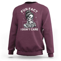 Funny Skeleton Sarcastic Sweatshirt Fun Fact I Don Not Care Cat Lover - Wonder Print Shop
