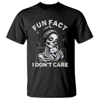 Funny Skeleton Sarcastic T Shirt Fun Fact I Don Not Care Cat Lover - Wonder Print Shop