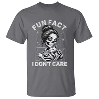 Funny Skeleton Sarcastic T Shirt Fun Fact I Don Not Care Cat Lover - Wonder Print Shop