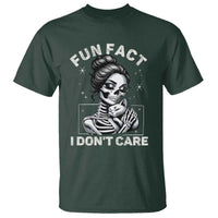 Funny Skeleton Sarcastic T Shirt Fun Fact I Don Not Care Cat Lover - Wonder Print Shop