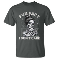 Funny Skeleton Sarcastic T Shirt Fun Fact I Don Not Care Cat Lover - Wonder Print Shop