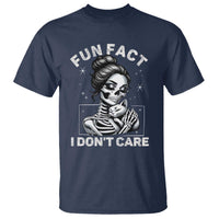 Funny Skeleton Sarcastic T Shirt Fun Fact I Don Not Care Cat Lover - Wonder Print Shop