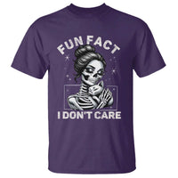 Funny Skeleton Sarcastic T Shirt Fun Fact I Don Not Care Cat Lover - Wonder Print Shop