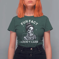 Funny Skeleton Sarcastic T Shirt For Women Fun Fact I Don Not Care Cat Lover - Wonder Print Shop
