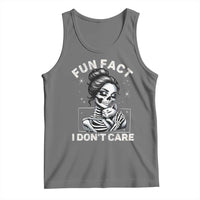 Funny Skeleton Sarcastic Tank Top Fun Fact I Don Not Care Cat Lover - Wonder Print Shop