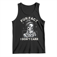 Funny Skeleton Sarcastic Tank Top Fun Fact I Don Not Care Cat Lover - Wonder Print Shop