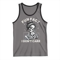 Funny Skeleton Sarcastic Tank Top Fun Fact I Don Not Care Cat Lover - Wonder Print Shop