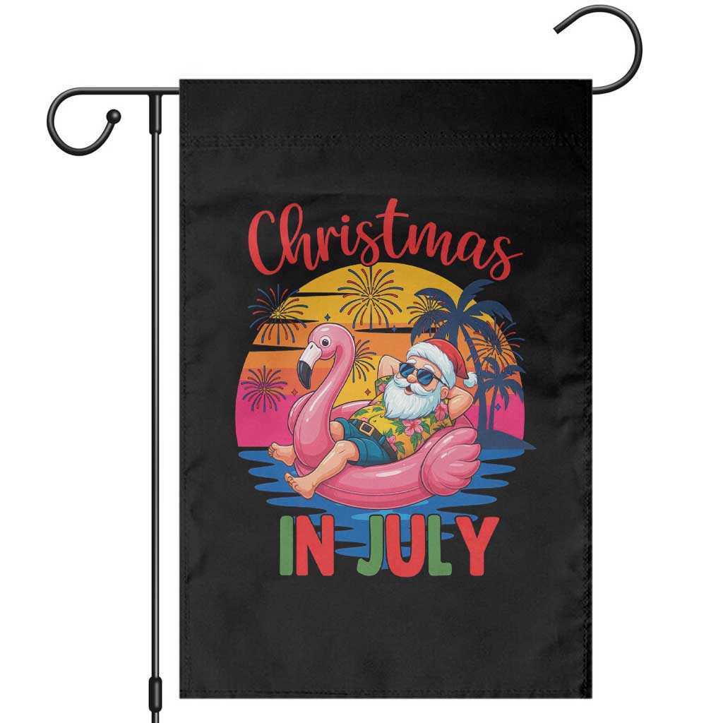 Funny Hawaiian Christmas Garden Flag Santa Beach Tropical Xmas - Wonder Print Shop