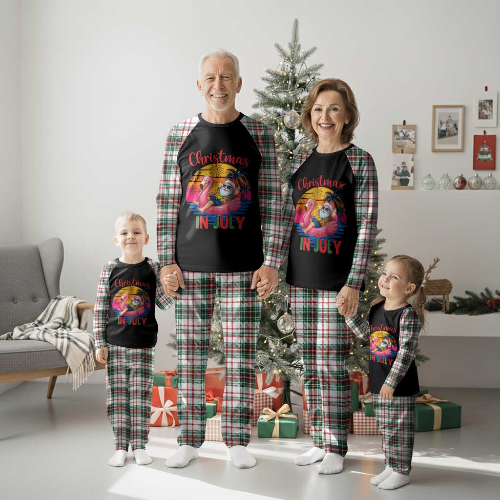 Funny Hawaiian Christmas Plaid Pajama Set Santa Beach Tropical Xmas - Wonder Print Shop