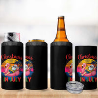 Funny Hawaiian Christmas 4 in 1 Can Cooler Tumbler Santa Beach Tropical Xmas - Wonder Print Shop
