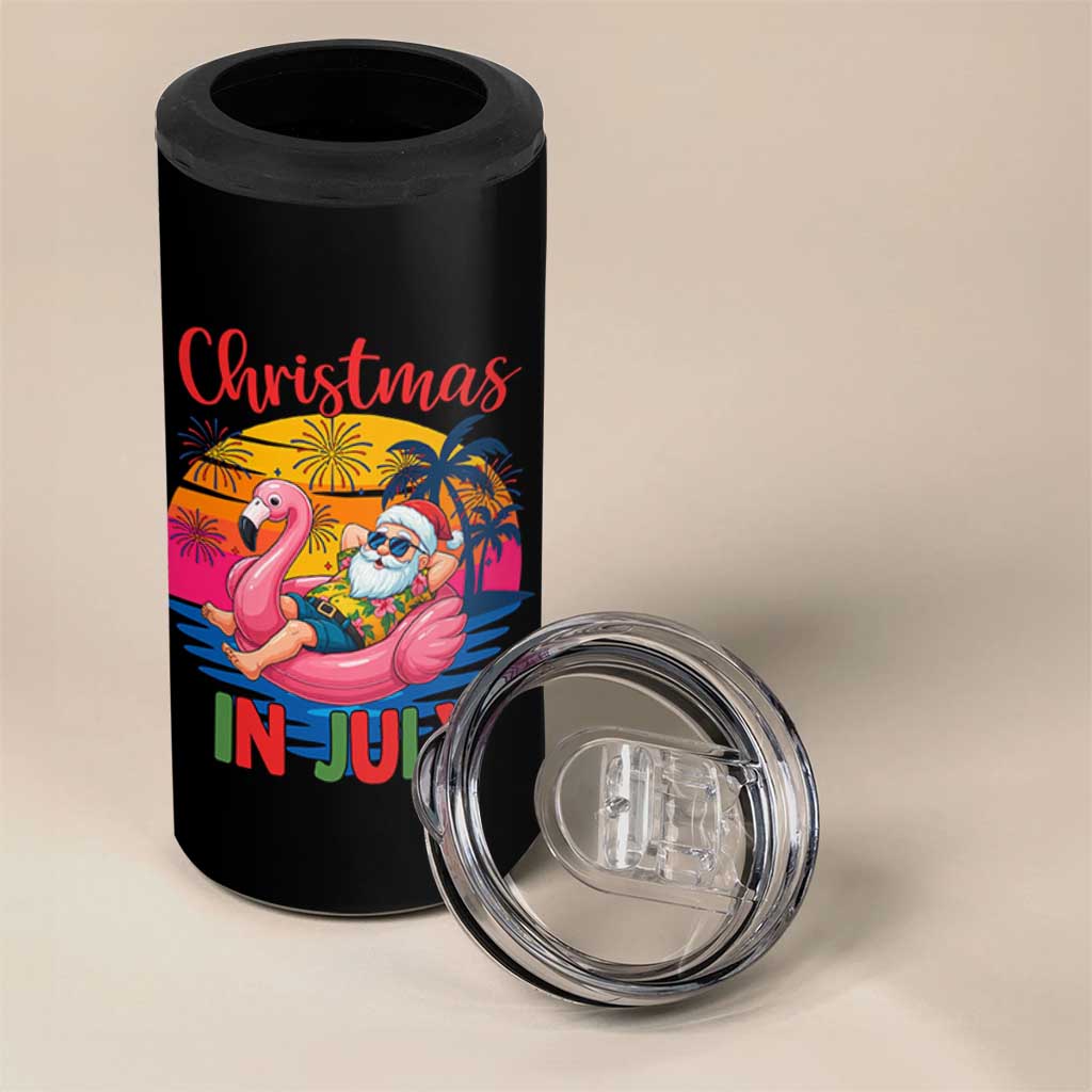 Funny Hawaiian Christmas 4 in 1 Can Cooler Tumbler Santa Beach Tropical Xmas - Wonder Print Shop