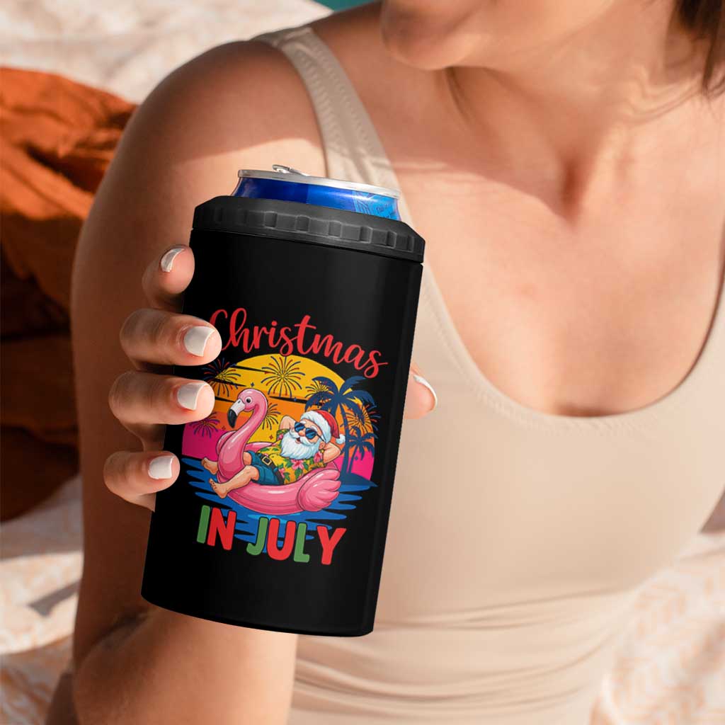 Funny Hawaiian Christmas 4 in 1 Can Cooler Tumbler Santa Beach Tropical Xmas - Wonder Print Shop