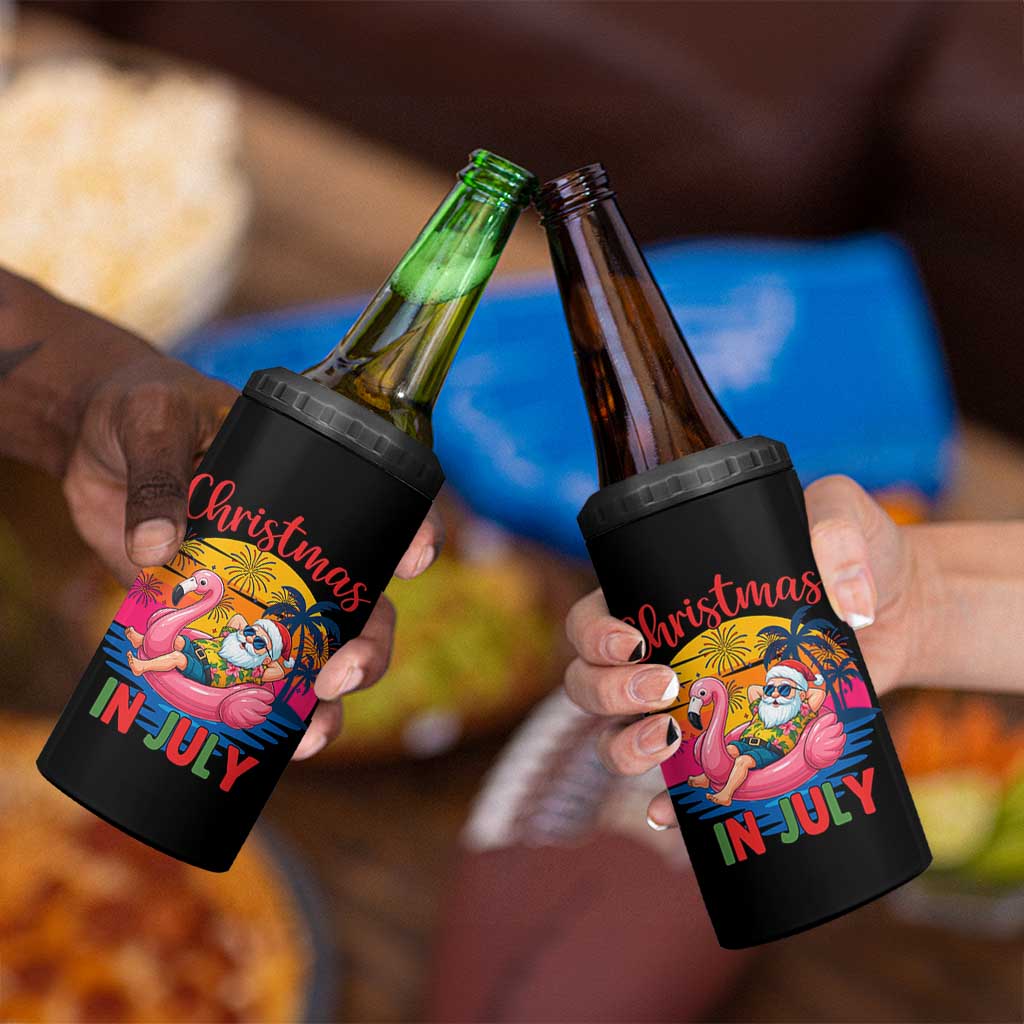 Funny Hawaiian Christmas 4 in 1 Can Cooler Tumbler Santa Beach Tropical Xmas - Wonder Print Shop