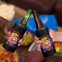 Funny Hawaiian Christmas 4 in 1 Can Cooler Tumbler Santa Beach Tropical Xmas - Wonder Print Shop