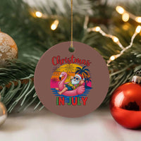 Funny Hawaiian Xmas Ceramic Ornament Santa Beach Tropical Xmas - Wonder Print Shop