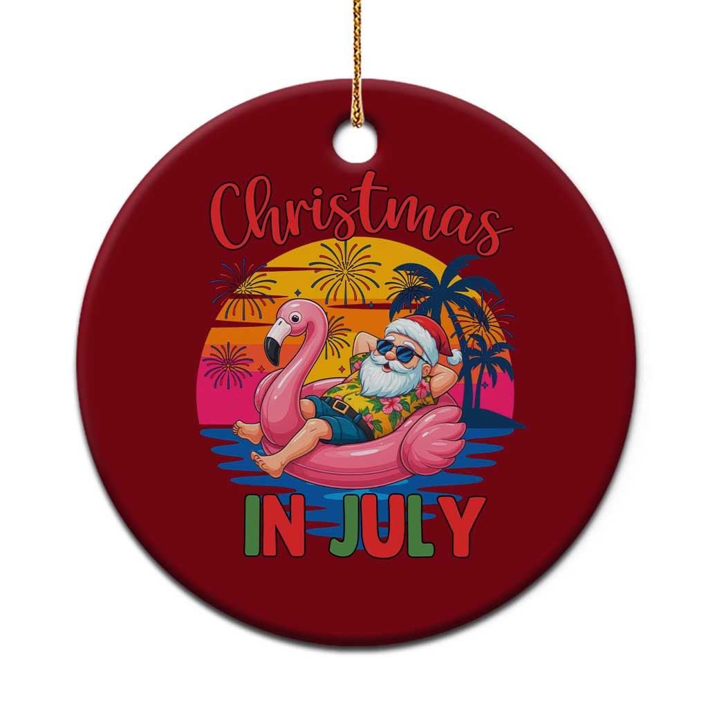 Funny Hawaiian Xmas Ceramic Ornament Santa Beach Tropical Xmas - Wonder Print Shop