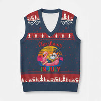 Funny Hawaiian Xmas V-Neck Knit Sweater Vest Santa Beach Tropical Xmas - Wonder Print Shop