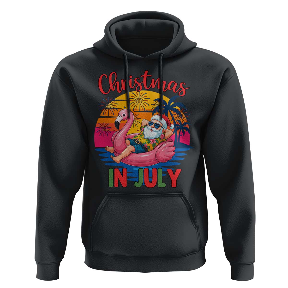 Funny Hawaiian Christmas Hoodie Santa Beach Tropical Xmas - Wonder Print Shop