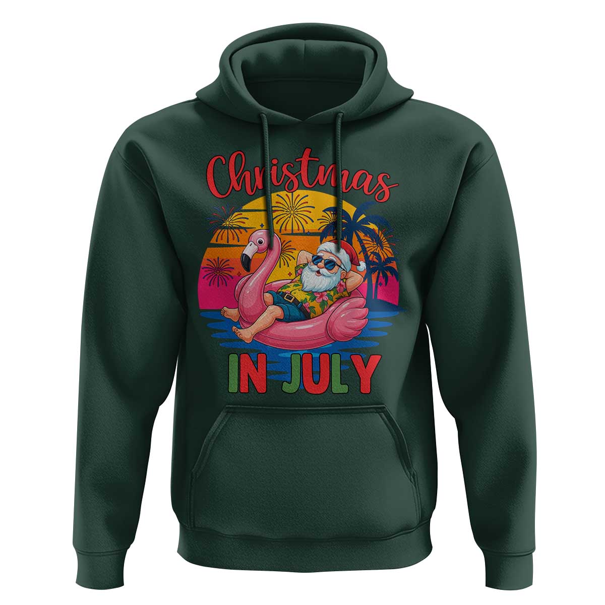 Funny Hawaiian Christmas Hoodie Santa Beach Tropical Xmas - Wonder Print Shop