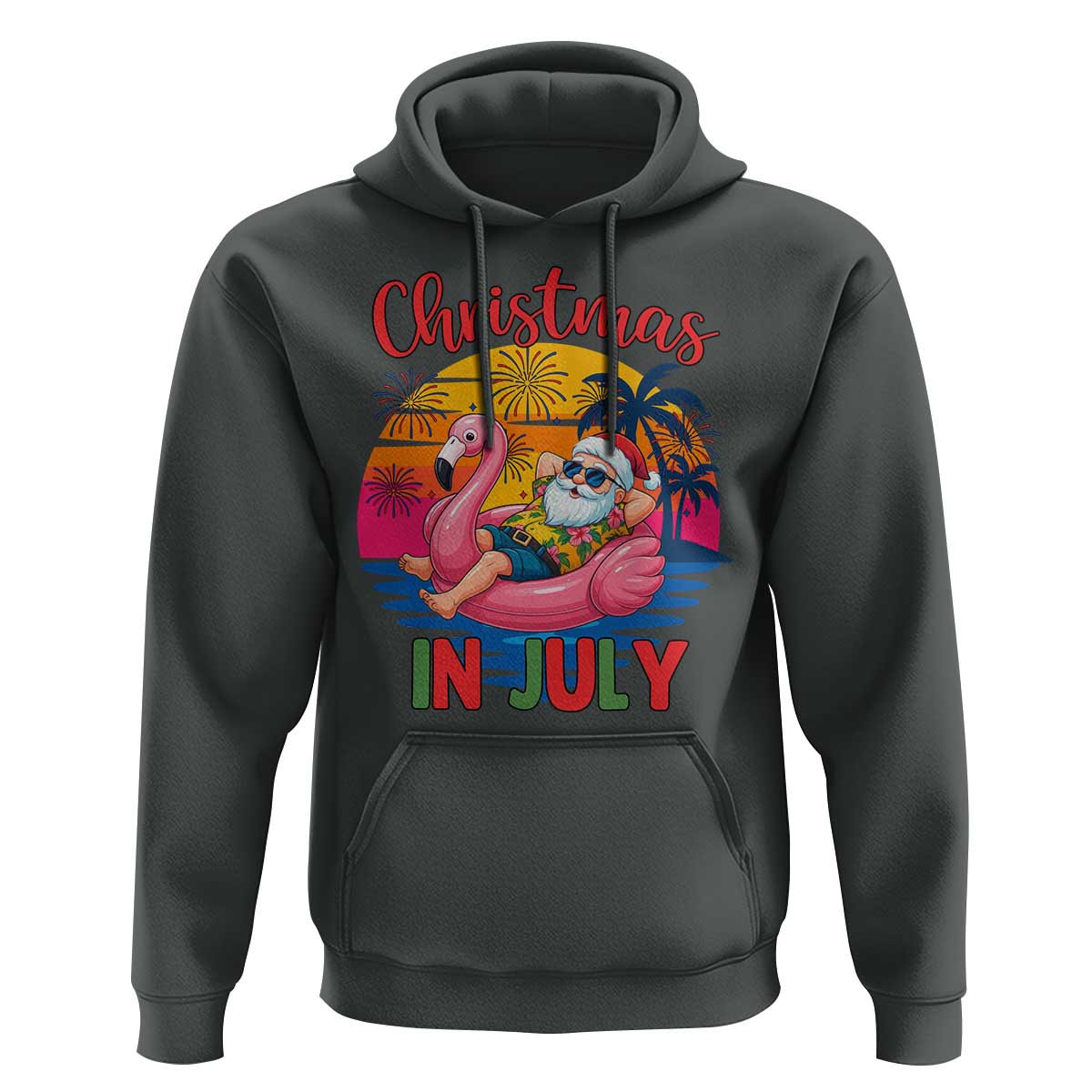 Funny Hawaiian Christmas Hoodie Santa Beach Tropical Xmas - Wonder Print Shop