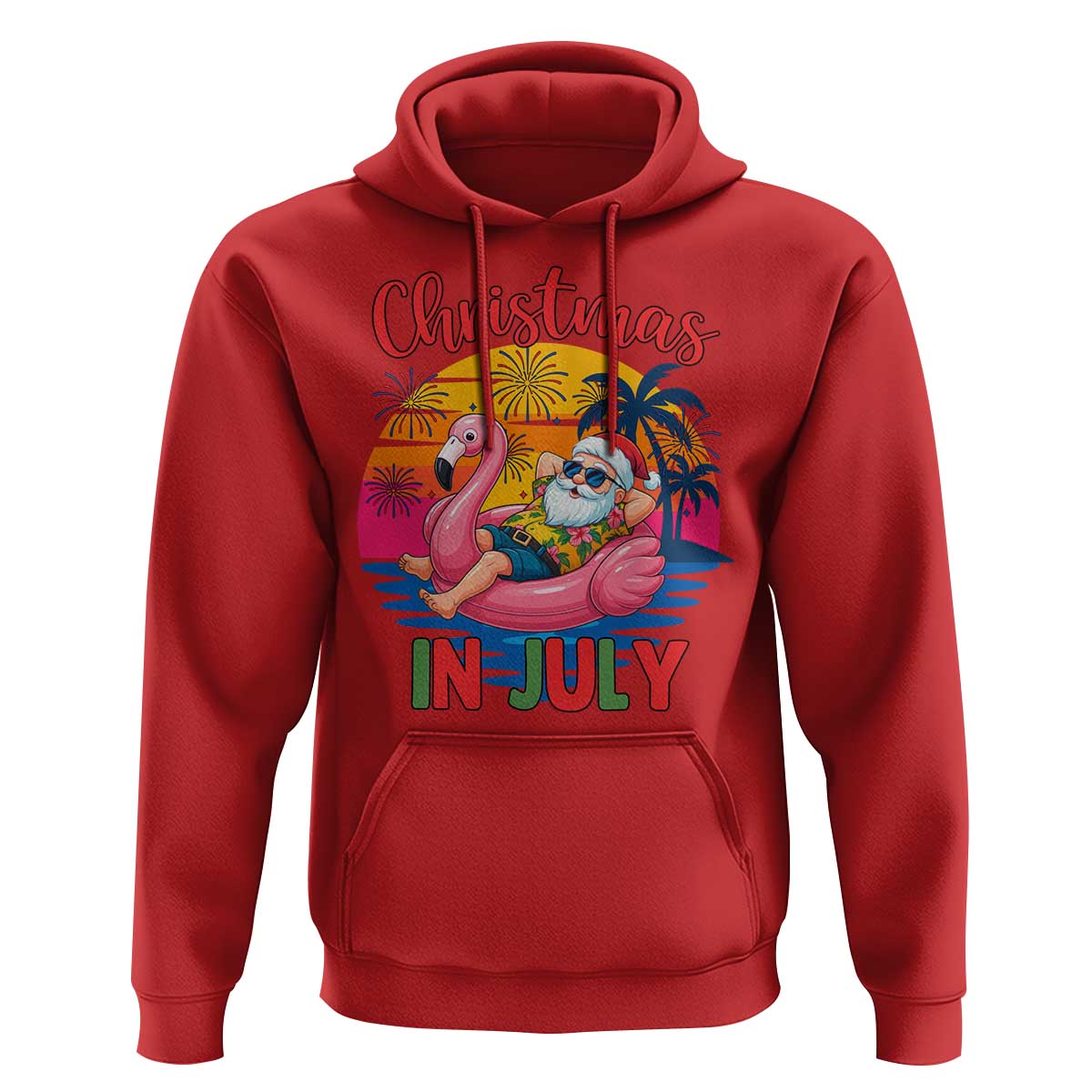 Funny Hawaiian Christmas Hoodie Santa Beach Tropical Xmas - Wonder Print Shop