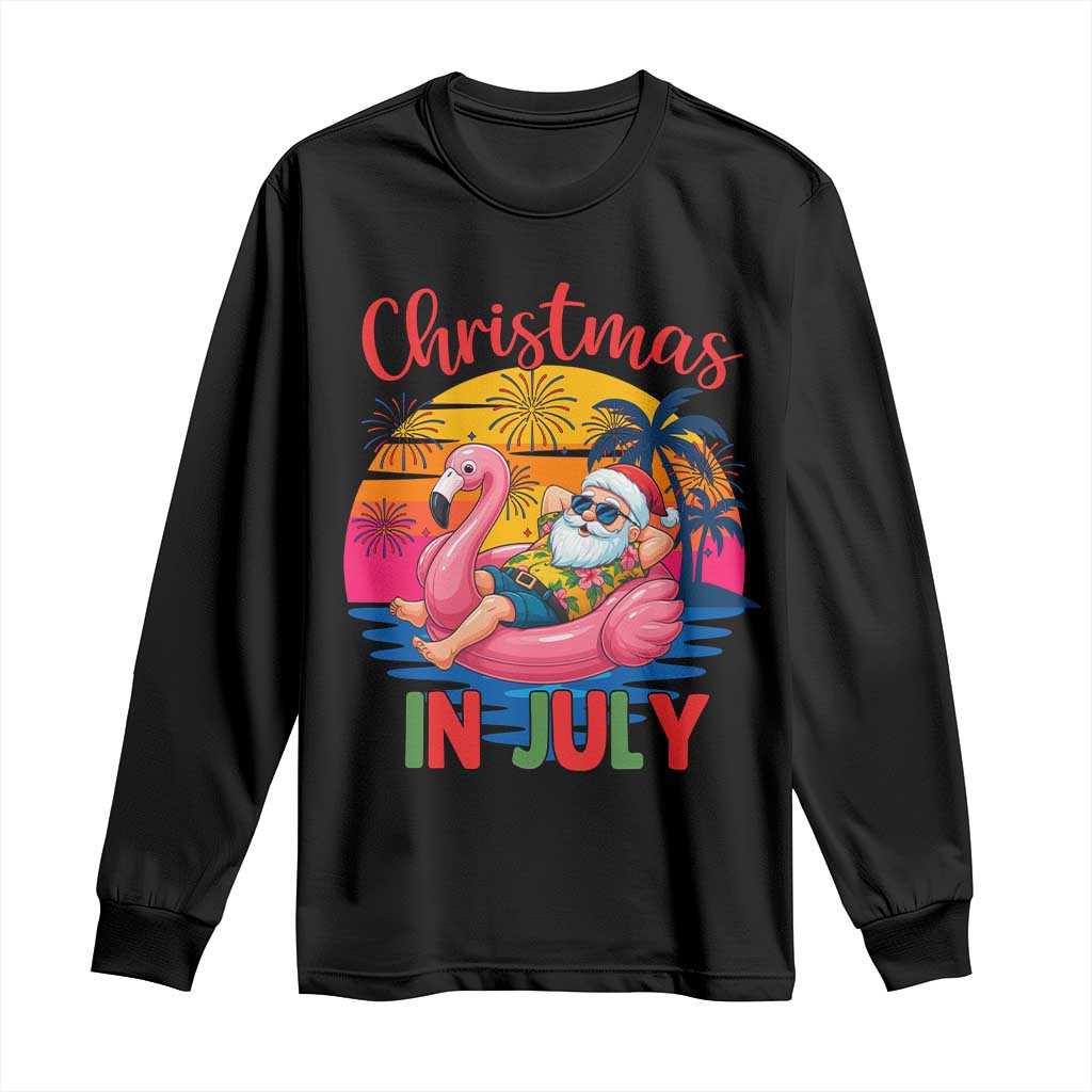 Funny Hawaiian Christmas Long Sleeve Shirt Santa Beach Tropical Xmas - Wonder Print Shop