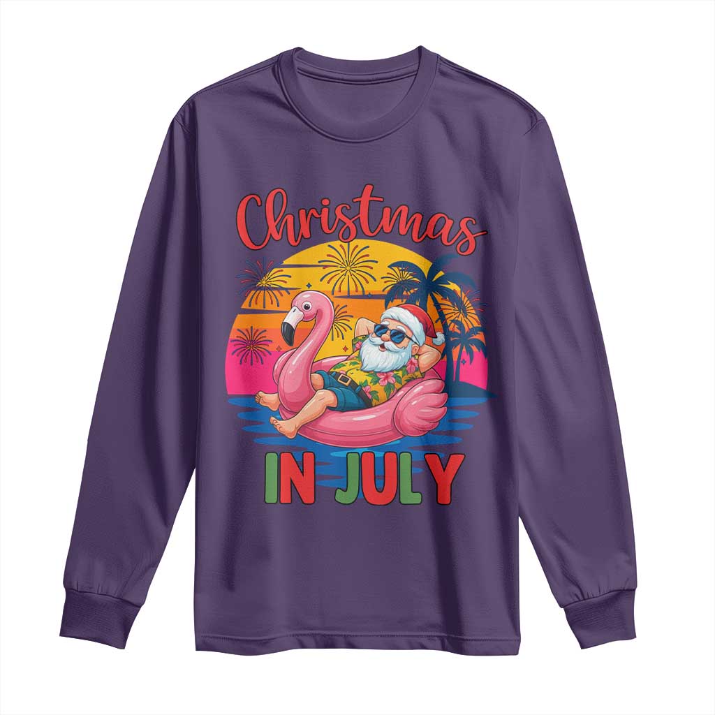 Funny Hawaiian Christmas Long Sleeve Shirt Santa Beach Tropical Xmas - Wonder Print Shop