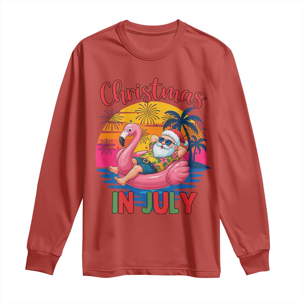 Funny Hawaiian Christmas Long Sleeve Shirt Santa Beach Tropical Xmas - Wonder Print Shop