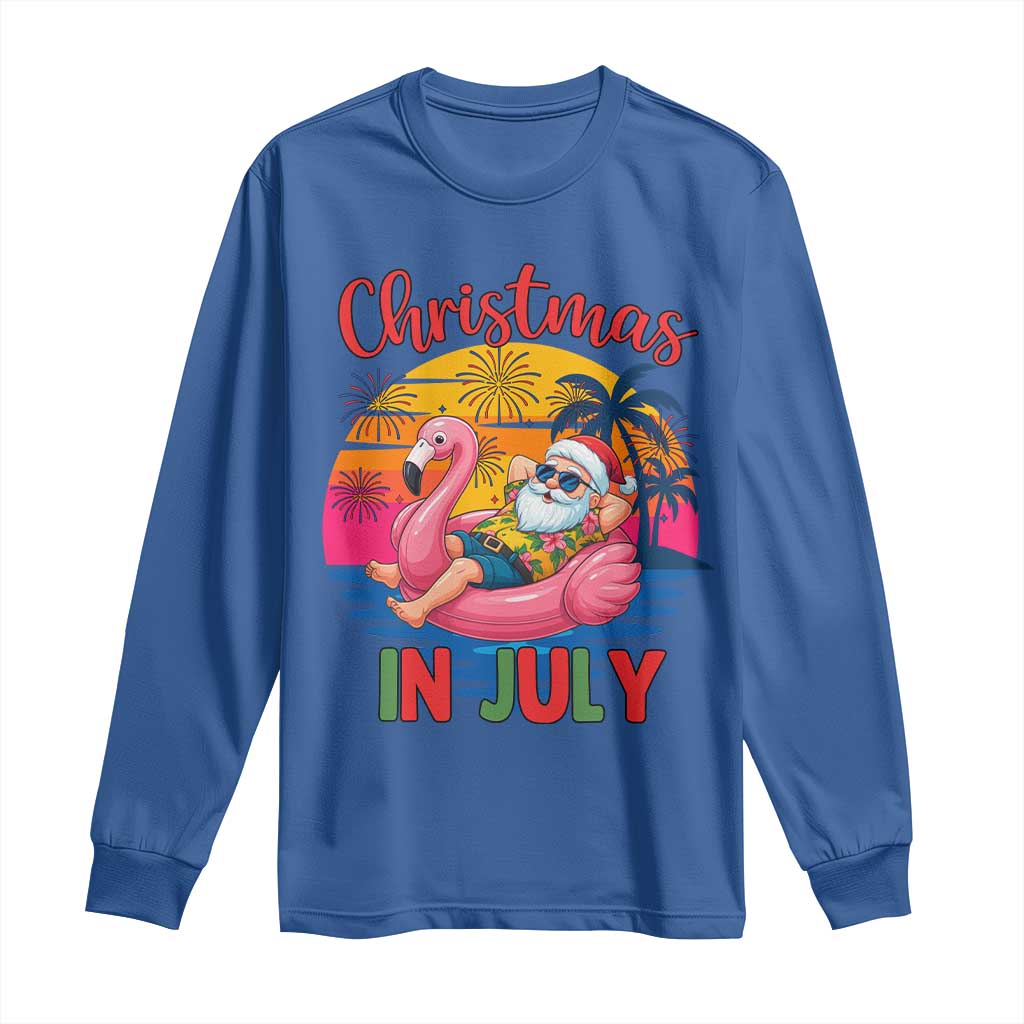 Funny Hawaiian Christmas Long Sleeve Shirt Santa Beach Tropical Xmas - Wonder Print Shop