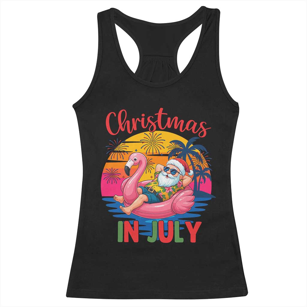 Funny Hawaiian Christmas Racerback Tank Top Santa Beach Tropical Xmas - Wonder Print Shop