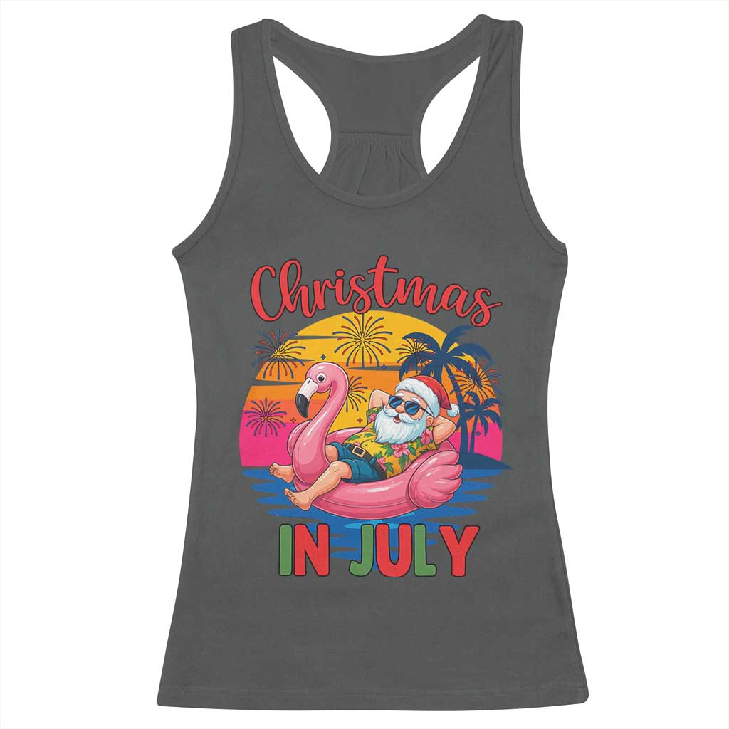 Funny Hawaiian Christmas Racerback Tank Top Santa Beach Tropical Xmas - Wonder Print Shop