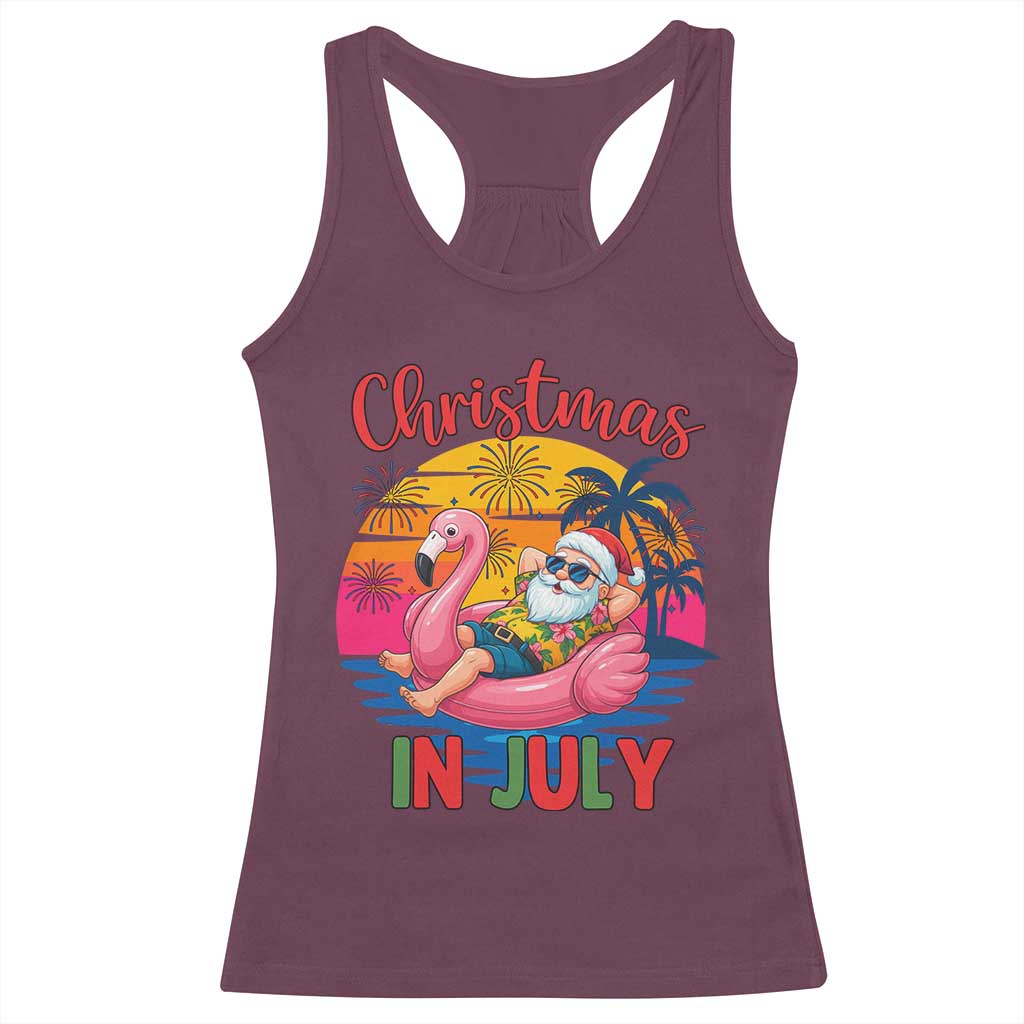 Funny Hawaiian Christmas Racerback Tank Top Santa Beach Tropical Xmas - Wonder Print Shop