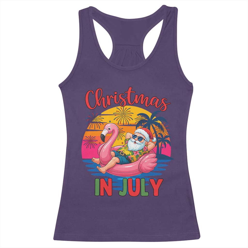 Funny Hawaiian Christmas Racerback Tank Top Santa Beach Tropical Xmas - Wonder Print Shop