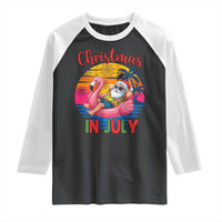 Funny Hawaiian Christmas Raglan Shirt Santa Beach Tropical Xmas - Wonder Print Shop