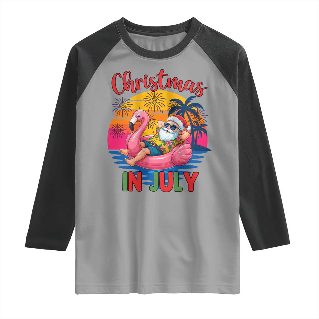 Funny Hawaiian Christmas Raglan Shirt Santa Beach Tropical Xmas - Wonder Print Shop