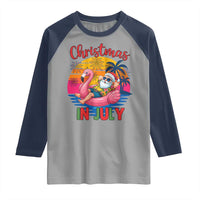 Funny Hawaiian Christmas Raglan Shirt Santa Beach Tropical Xmas - Wonder Print Shop