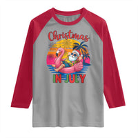 Funny Hawaiian Christmas Raglan Shirt Santa Beach Tropical Xmas - Wonder Print Shop