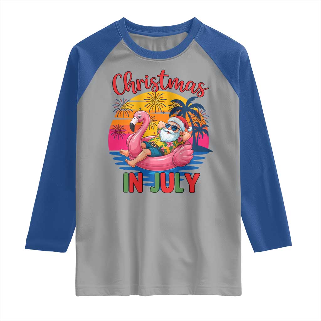 Funny Hawaiian Christmas Raglan Shirt Santa Beach Tropical Xmas - Wonder Print Shop