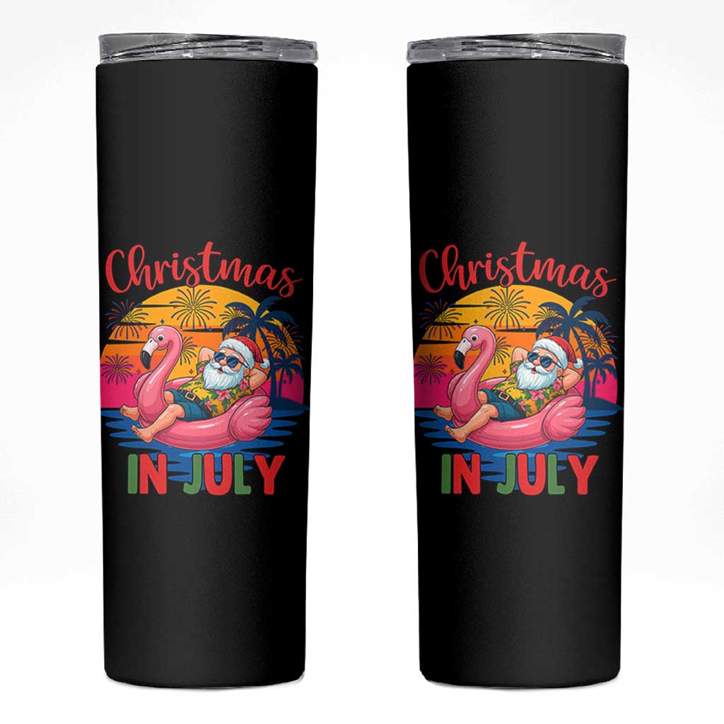 Funny Hawaiian Christmas Skinny Tumbler Santa Beach Tropical Xmas - Wonder Print Shop